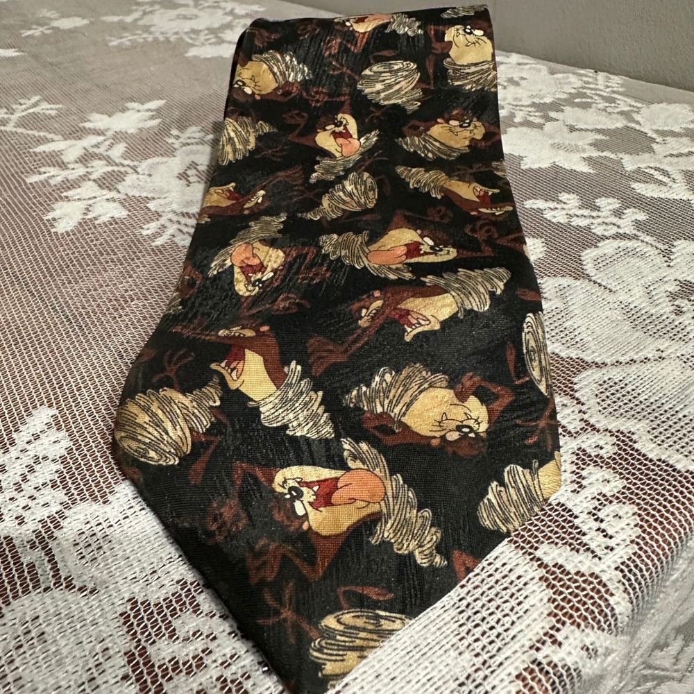 Looney Tunes‎ Necktie Mens OS Black Vintage 1995 Taz Tasmanian Devil Excellent